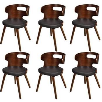 Sillas de Comedor de 6 Piezas en Cuero Marrón