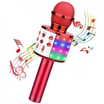 ShinePick Karaoke Bluetooth Microphone, 5 in 1 Recording & Singing Microphone for Kids Adults, Dancing LED Lights Portable Speaker Karaoke Machine, Wireless Microphone for Phone/Pad/TV