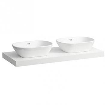 Plan de lavabo Laufen Lani, 118 cm, découpe à gauche et à droite, blanc mat