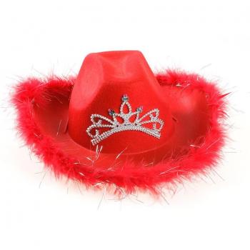 Cowgirl Hat Pink with Sequin Crown and Wide Brim