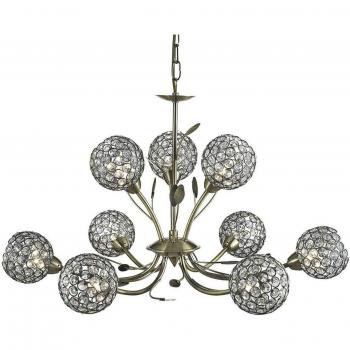 Netlighting Bellis 9 Light Ceiling Pendant Flower Design Antique Brass