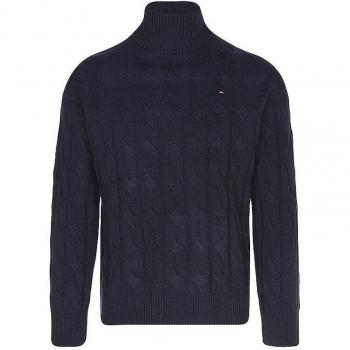 TOMMY HILFIGER Soft Wool Rollkragenpullover in Dunkelblau, Größe L