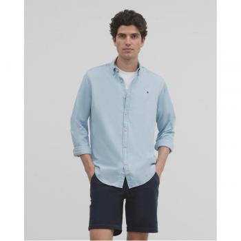Camicia Sportiva A Maniche Lunghe Uomo Denim Light Blue Regular Fit
