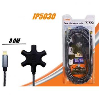 Adaptador 5 en 1 de Audio Lightning a Aux Hembras 3 Metros Ip5030