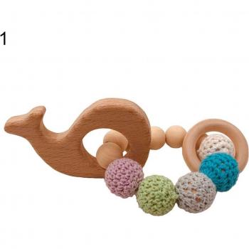 Wooden Beads Teething Bracelet with Shapes