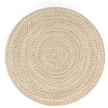 Tapis Fait Main Rond Moderne Beige 120 cm