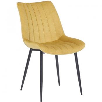 Chaise Chic en Velours Jaune et Structure Métallique Noire