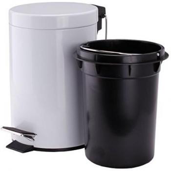Poubelle Élégante en Métal Blanc 3L