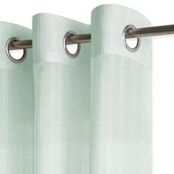 Pack 2 Cortinas Visillo Translucidas Rayas Agua Marina 200x260 cm con Anillas de Metal
