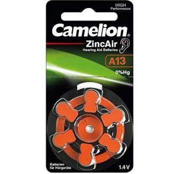 Piles Zinc-Air Camelion A13 sans Mercure/Hg pour prothèses auditives