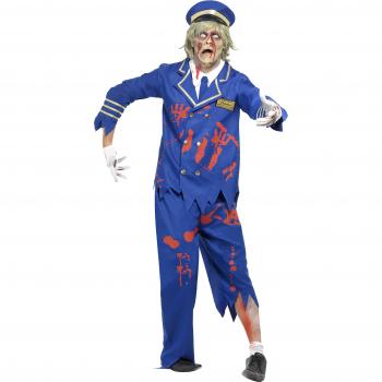 Männliches Smiffy Halloween Flugzeug-Zombie-Kostüm, 140 cm, Größe M