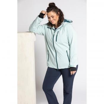 Ulla Popken Plus Size Contrast Zipper Modular Jacket, Turquoise, Size 24/26, Polyester