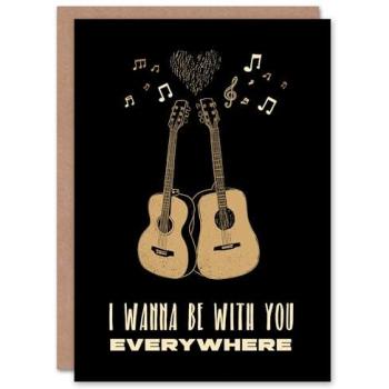 Everlasting Love Guitar Card – Wee Blue Coo Black Anniversary