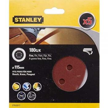 Set de 5 Discos de Lija Stanley 115 mm (STA32017‑XJ) – Lijadora Rotorbital