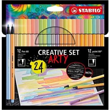 STABILO Filzstift/Fineliner 12x Pen 68 / 12x point 88 CREATIVE SET ARTY