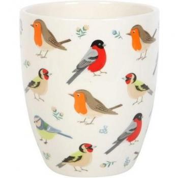 Vaso in ceramica decorato con uccelli britannici