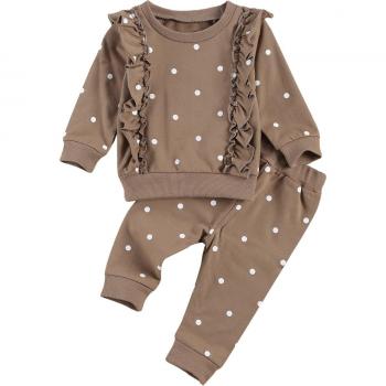Newborn Long Sleeve Ruffle T-shirt and Polka Dot Pants Set 0-24M