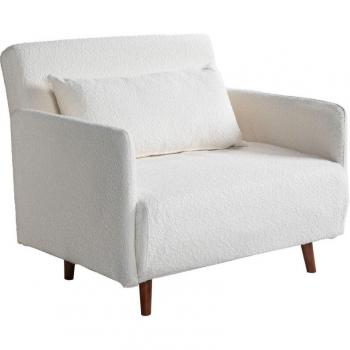 Fauteuil convertible tissu bouclette Écru Belushi