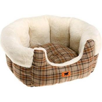 FERPLAST CUCCIA ETOILE 6 PER CANI E GATTI, MISURE: 72 X 62 X H 22 CM, COLORE BEIGE, IN TESSUTO E PELLICCIA ECOLOGICA