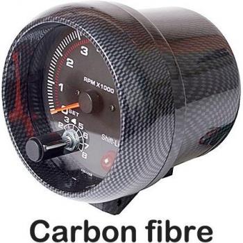 Tachymètre 3.75 pouces 95mm avec options de couleur noire ou fibre de carbone