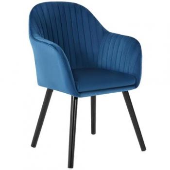 Poltrona Elegante Velluto Blu per Sala D'attesa