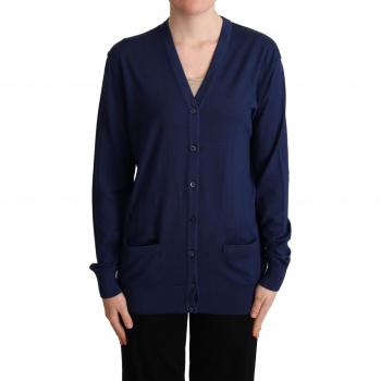 Dolce & Gabbana Blue Wool Button Down Sweater – Size M (IT42)