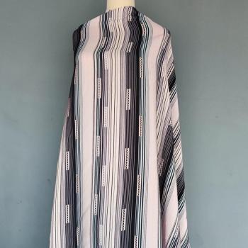 Seda Mulberry Charmeuse Crepé para Vestido de Camisa Rosa y Negro con Rayas Anchas