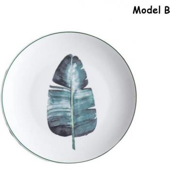 Plato de Cerámica con Diseño de Plantas