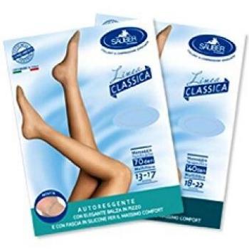 Sauber autoreggente open toe maglia microrete 140 den colore neutro beige taglio 3 linea classica