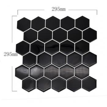Waterproof Black Hexagon Peel and Stick Tiles