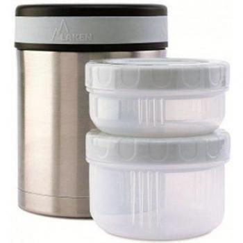 Laken Food And Cover Termo Transparente, Plateado de 1l con tapa