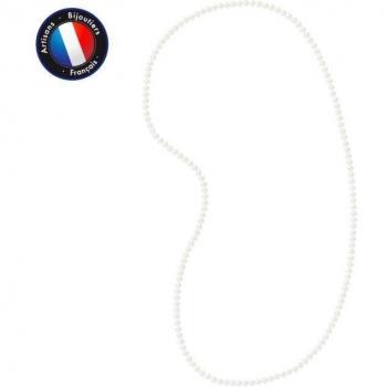 Collana lunga Perlinea con perla d’acqua dolce bianca, 80 cm, qualità AAA+, semi rotonde 5‑6 mm