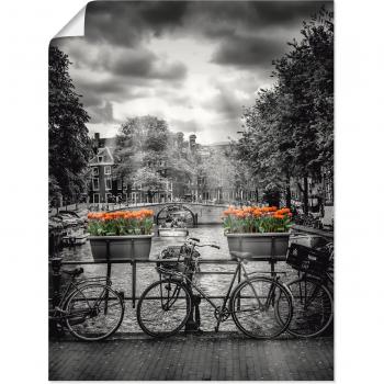 ARTLAND Wanddeko »Amsterdam Herengracht«, Fahrräder im Sonnenlicht