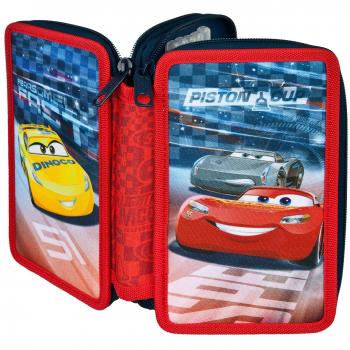 Scooli „Cars“-Schüleretui mit Stabilo-Füllungen – Modell CAAD0433, Doppeldecker