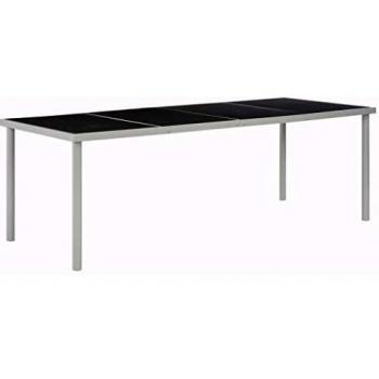 VidaXL Tavolo da Giardino in Acciaio 220 x 90 x 74,5 cm Nero