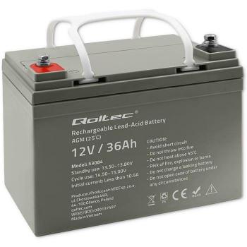 Batteria Qoltec AGM 12V 36Ah Efficiente senza Manutenzione