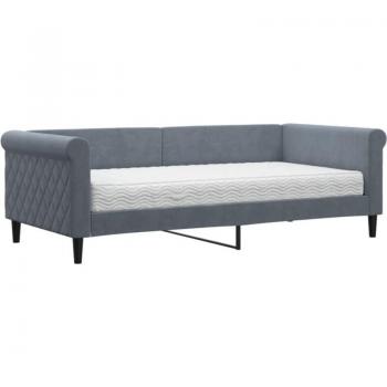Lova 90x190cm Dark Grey Bed + Mattress – vidaXL