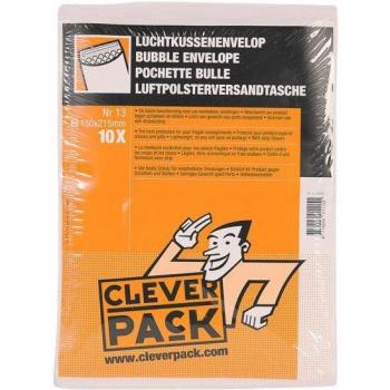 Cleverpack luchtkussenenveloppen type nr13, 170 x 225 mm, met stripsluiting, wit, pak van 10 stuks