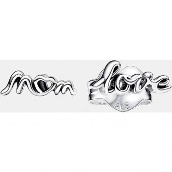 Pendientes de Botón en plata de ley Amor Mamá Pandora