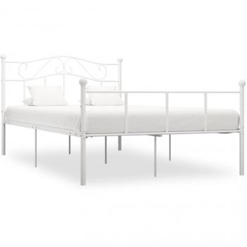 Cadre de lit blanc 160x200 cm en métal sans matelas