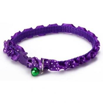 Random Color Adjustable Lace Pet Collar with Bell 19-31cm for Cats and Dogs
