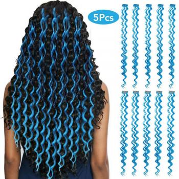 MEEPO pelo sintético con pinza en extensiones largas y con ondas para mujeres