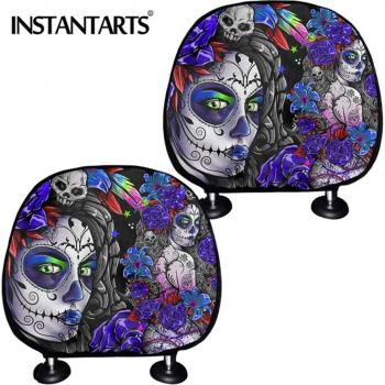 Protector de Coche “Cráneo Dulce” – Cubierta de Reposacabezas con Motivo Dia de Muertos