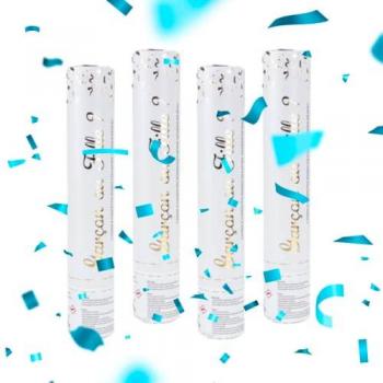 Canons de confettis « Gender Reveal » – Pack familial 4 pièces (Bleu)