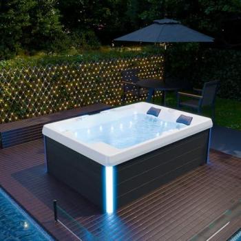 TroniTechnik® Outdoor Whirlpool Spa ELBA 210x150cm mit Heizung, Hydromassage, Bluetooth und Farblichttherapie