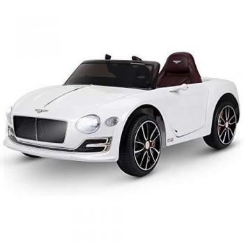 Auto Elettrica per Bambini Bentley 12V con 2 Portiere, Fari e Suoni, Telecomando, Bianco