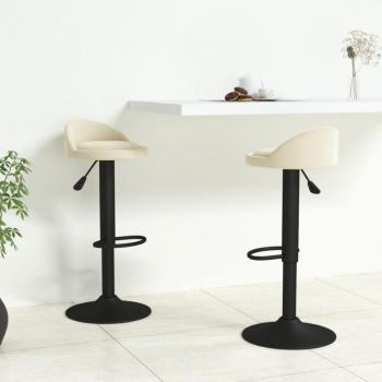 Tabourets de Bar Crème Velours Lot de 2