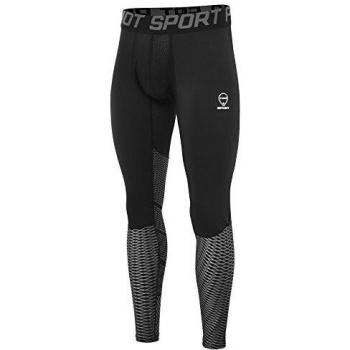 AMZSPORT Men's Cool Dry Compression Tights Baselayer Leggings Pro Training Pants Silver L