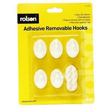 Rolson 5-Piece Heavy Duty Removable Adhesive Plastic Hook