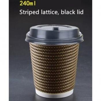 Tasses à café jetables en papier avec design plaid